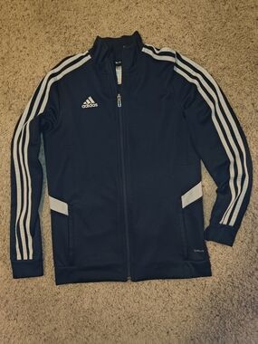 Adidas Black Tiro Track Jacket with White Stripes, Size Small